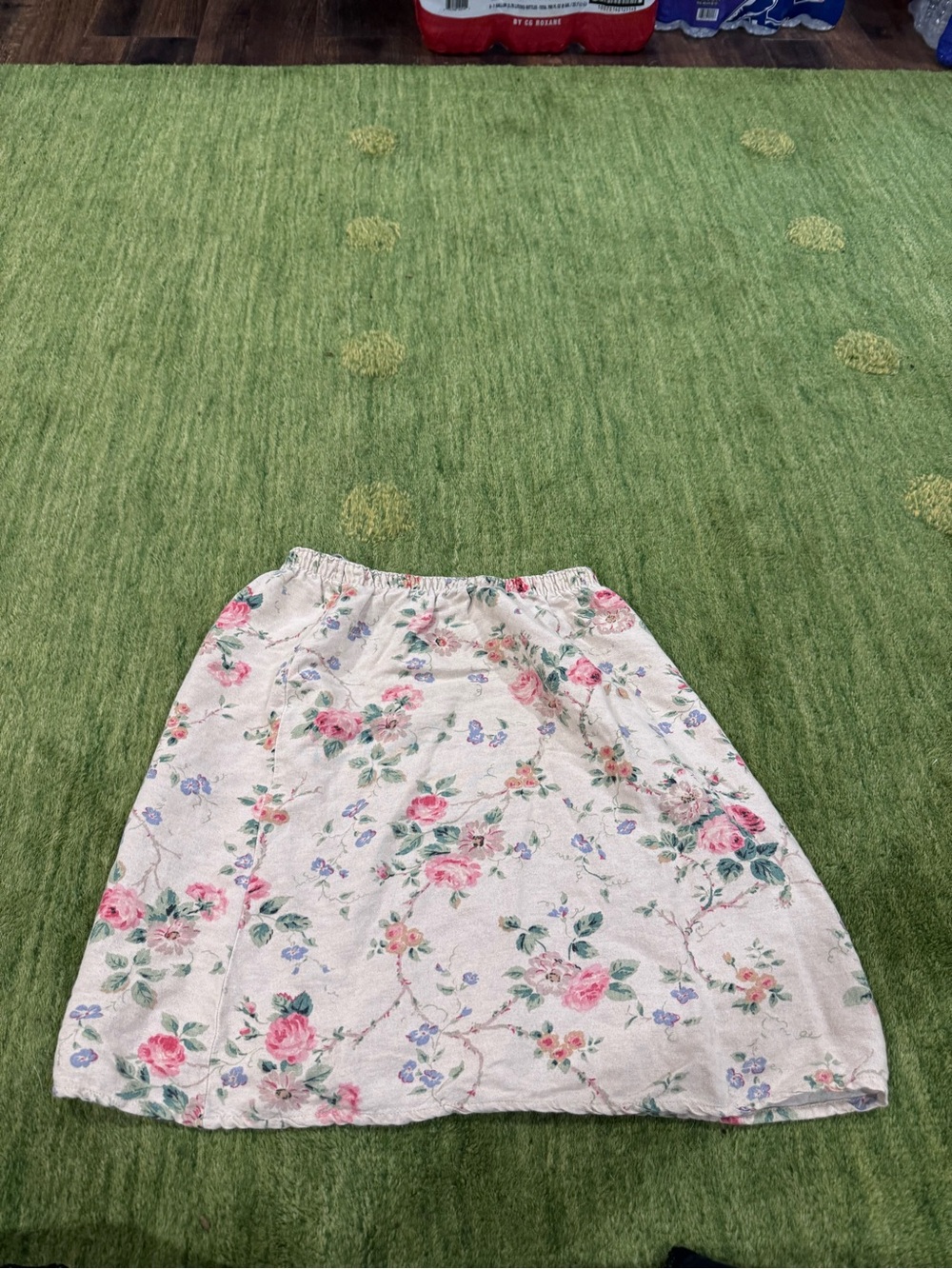 VTG 90s Laura Ashley Floral Linen Blend Midi Skirt Sz 6 Cottagecore Romantic Luv - Picture 2 of 10